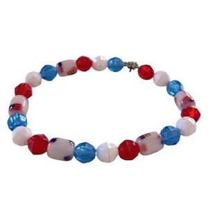 Red, White, and Blue USA Flag American Fourth of July Beaded Bracelet